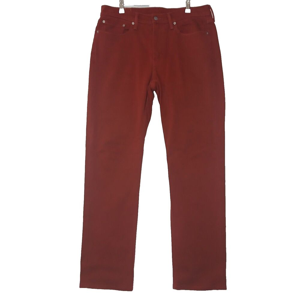Levi's 514 Men's Burgundy Red Straight Denim Jeans Button Zip White Label #1102